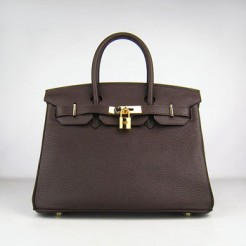 Hermes Birkin 30cm Togo leather Handbags dark coffee golden