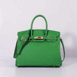 Hermes 30cm Birkin Bag Togo Leather with Strap Green Gold