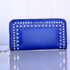 Miu Miu Zip Around Studed Wallet 131511 Blue