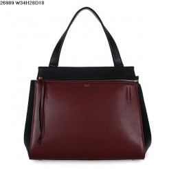 Celine EDGE Calfskin Leather Bag Wine Red/Black 26938