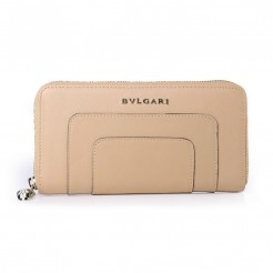 Bvlgari Serpenti Original Leather Zipped Wallet Apricot 201301