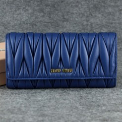 Miu Miu Matelasse Shiny Calf Leather Wallet 6618 RoyalBlue