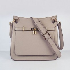 Hermes Leather Shoulder bag H6508 grey golden