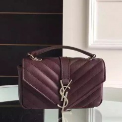 Yves Saint Laurent Baby Monogram Chain Bag In Burgundy Goatskin