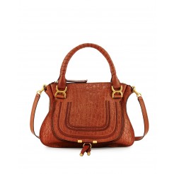 Chloe Marcie Medium Croc-Embossed Shoulder Bag