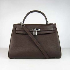 Hermes Kelly 32cm Togo leather 6108 dark coffee silver