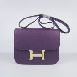 Hermes Constance Cowskin Leather Bag H017 purple golden