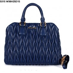 Miu Miu Dark Blue Lambskin Leather Top-handle Bag