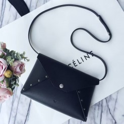 Celine Black Biker Evening Clutch On Strap