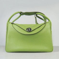 Hermes Lindy 34cm handbag 6208 green Silver