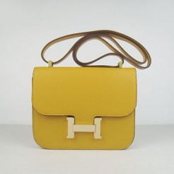 Hermes Constance Cowskin Leather Bag H017 yellow golden