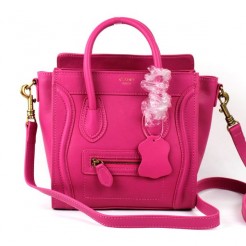 Celine Small Luggage Tote Rose Leather Bags