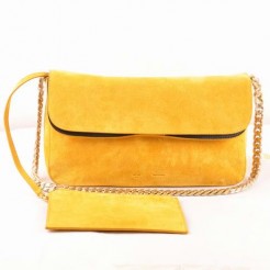 Celine Gourmette Suede Leather Shoulder Bag Yellow 3078