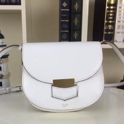 Celine Small Trotteur Bag In White Grained Calfskin