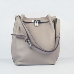 Hermes Nappa Leather Shoulder Bag H2804 grey Silver