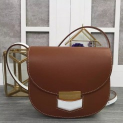 Celine Small Bicolour Trotteur Bag In Chestnut Calfskin