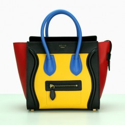 Celine Medium Luggage Tote Black Yellow Blue Red