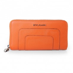 Bvlgari Serpenti Original Leather Zipped Wallet Orange 201301