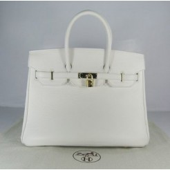 Hermes Birkin 35cm Togo leather Handbags white gold