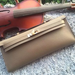 Hermes Etain Handcrafted Kelly Cut Clutch
