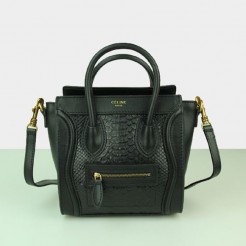 Celine Small Luggage Tote Black Snake Bags