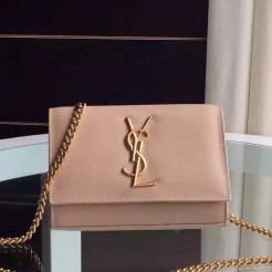 Yves Saint Laurent Small Monogram Satchel Bag In Beige Leather