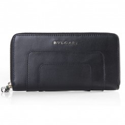 Bvlgari Serpenti Original Leather Zipped Wallet Black 201301