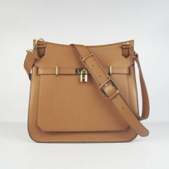 Hermes Leather Shoulder bag H6508 light coffee golden