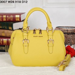 Miu Miu Grainy Madras Yellow Small Top Handle Bag