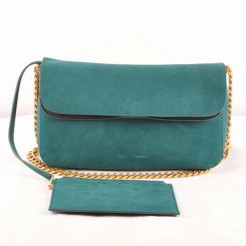 Celine Gourmette Suede Leather Shoulder Bag Green 3078