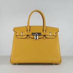 Hermes Birkin 30cm Togo leather Handbags yellow silver