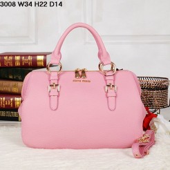 Miu Miu Grainy Madras Pink Medium Top Handle Bag