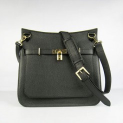 Hermes Leather Shoulder bag H6508 black golden