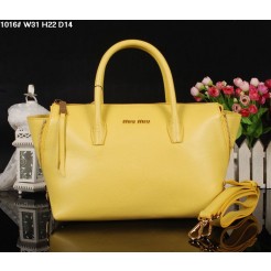 Miu Miu Lemon Yellow Leather Top Handle Bag