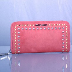 Miu Miu Zip Around Studed Wallet 131511 Pink