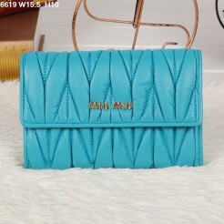 Miu Miu Matelasse Blue Original Leather Flap Wallet