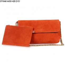 Celine Gourmette Suede Leather Shoulder Bag Orange 371648