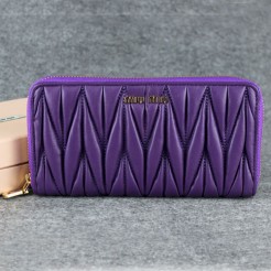 Miu Miu Matelasse Shiny Calf Leather Wallet 6616 Purple