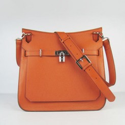 Hermes Leather Shoulder bag H6508 orange silver