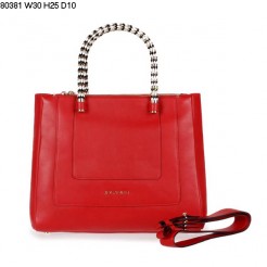 Bvlgari New Hand Carry Serpenti Ferrari Leather Bag Red 80381