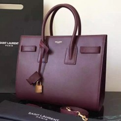 Yves Saint Laurent Small Sac De Jour Bag In Burgundy Leather