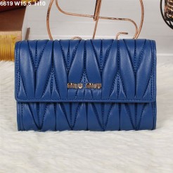 Miu Miu Matelasse Sapphire Blue Original Leather Flap Wallet
