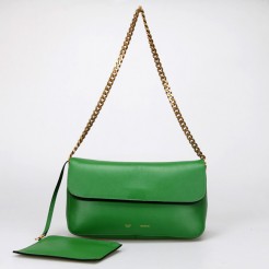 Celine Gourmette Ferrari Leather Shoulder Bag Green 88041