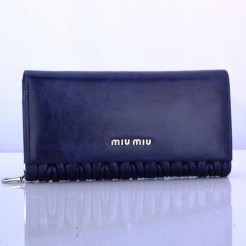 Miu Miu Matelasse Original Bright Leather Bi-Fold Wallets 1862 RoyalBlue