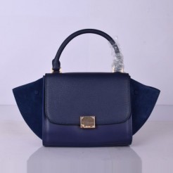 Celine Small Trapeze Leather Bag Navy Blue