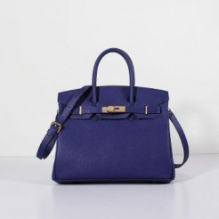 Hermes 30cm Birkin Bag Epsom Leather with Strap Electric Blue Gold