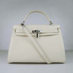 Hermes Kelly 32cm Togo leather handbag 6108 beige silver