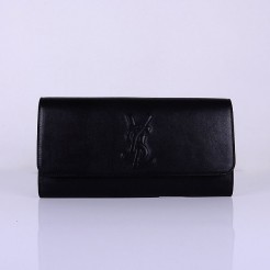 Yves Saint Laurent Lady Lambskin Leather Purse Black 39321