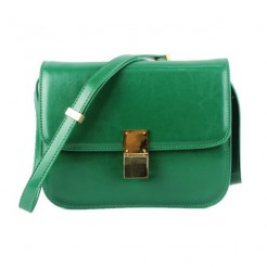 Celine Classic Box Calfskin Flap Bag Green