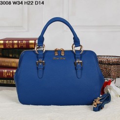 Miu Miu Grainy Madras Sapphire Blue Medium Top Handle Bag